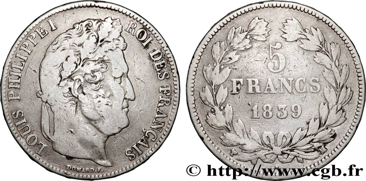 5 francs IIe type Domard 1839 Marseille F.324/81 VF 