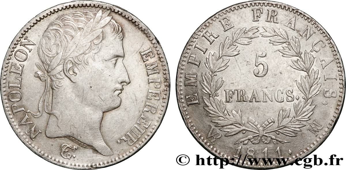 5 francs Napoléon Empereur, Empire français 1811 Marseille F.307/36 AU 