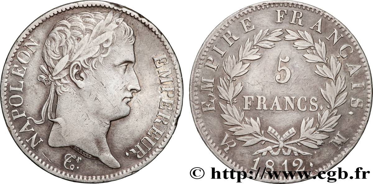 5 francs Napoléon Empereur, Empire français 1812 Marseille F.307/50 AU 