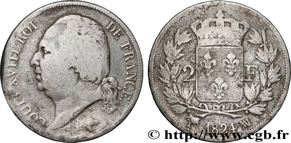 2 francs Louis XVIII 1824 Marseille F.257/60 F 