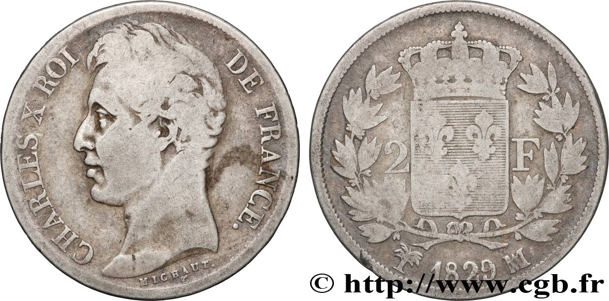 2 francs Charles X 1829 Marseille F.258/58 VF 