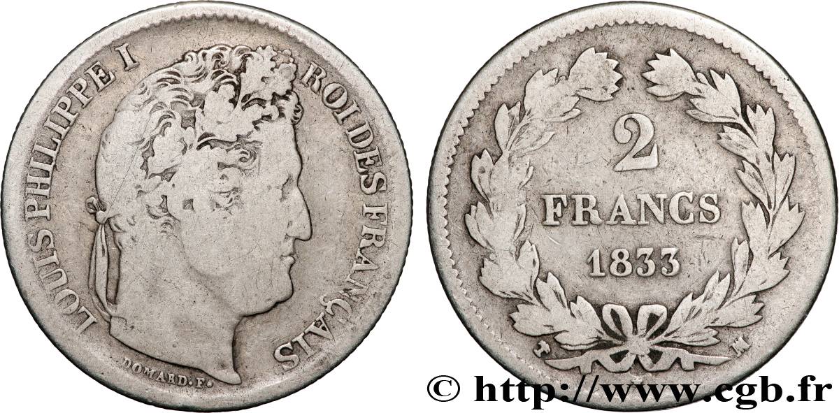 2 francs Louis-Philippe 1833 Marseille F.260/25 TB 