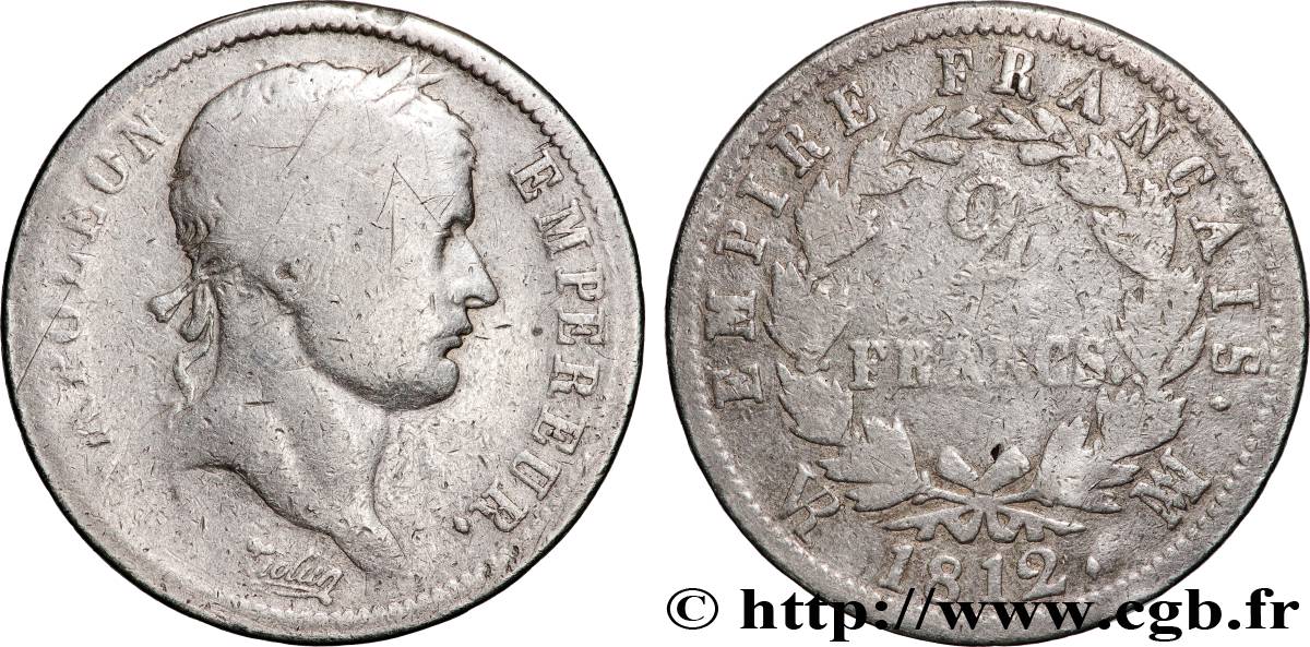 2 francs Napoléon Ier tête laurée, Empire français 1812 Marseille F.255/47 F 