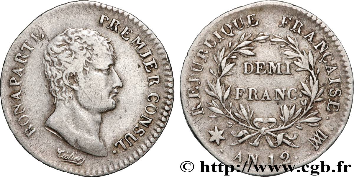 Demi-franc Bonaparte Premier Consul 1804 Marseille F.173/11 TB 