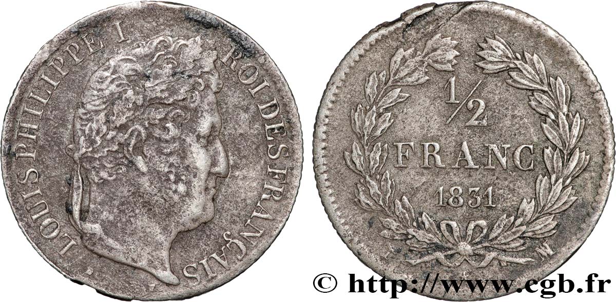 1/2 franc Louis-Philippe 1831 Marseille F.182/10 TB+ 