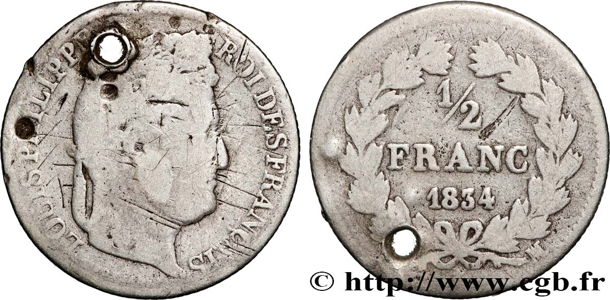 1/2 franc Louis-Philippe 1834 Marseille F.182/49 AB 