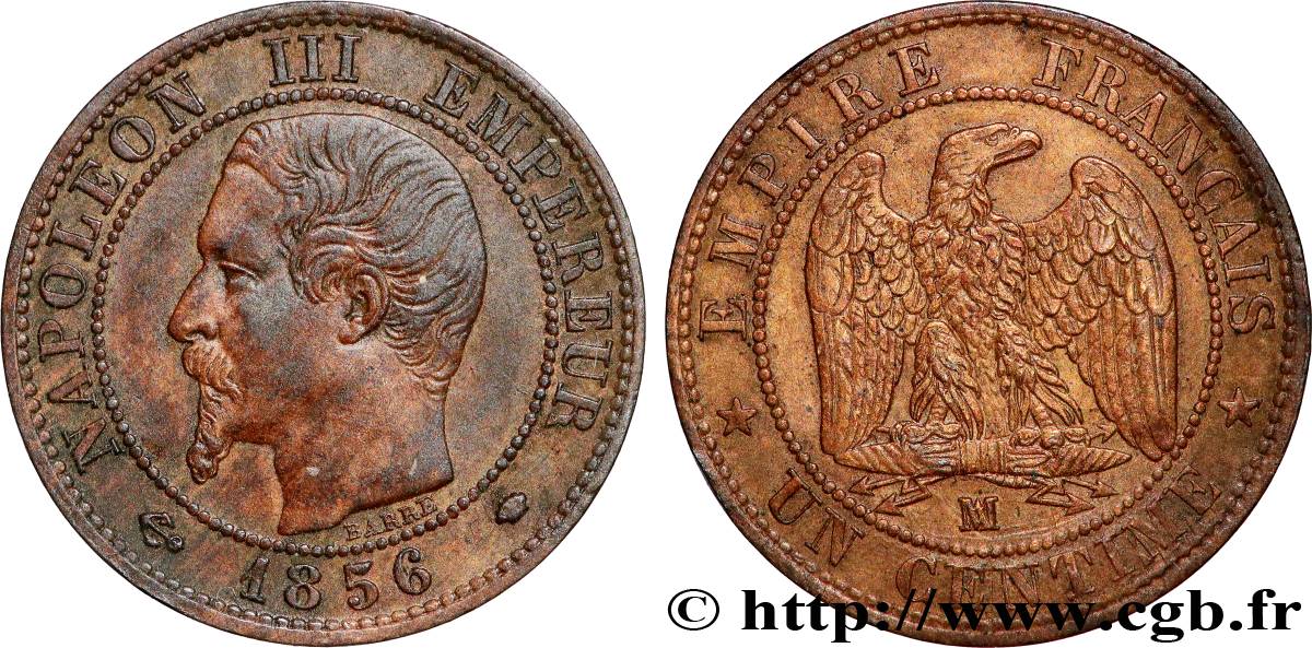 Un centime Napoléon III, tête nue 1856 Marseille F.102/31 XF48 