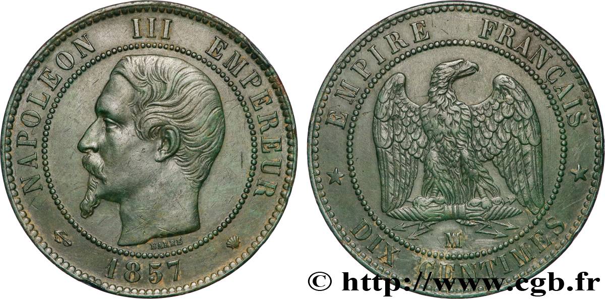 Dix centimes Napoléon III, tête nue 1857 Marseille F.133/45 AU 
