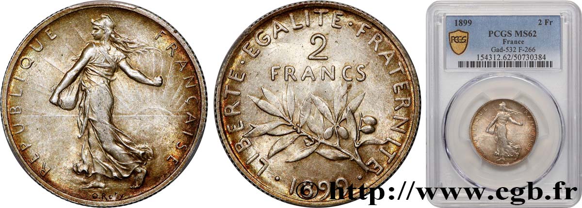 2 francs Semeuse 1899  F.266/3 SUP62 PCGS