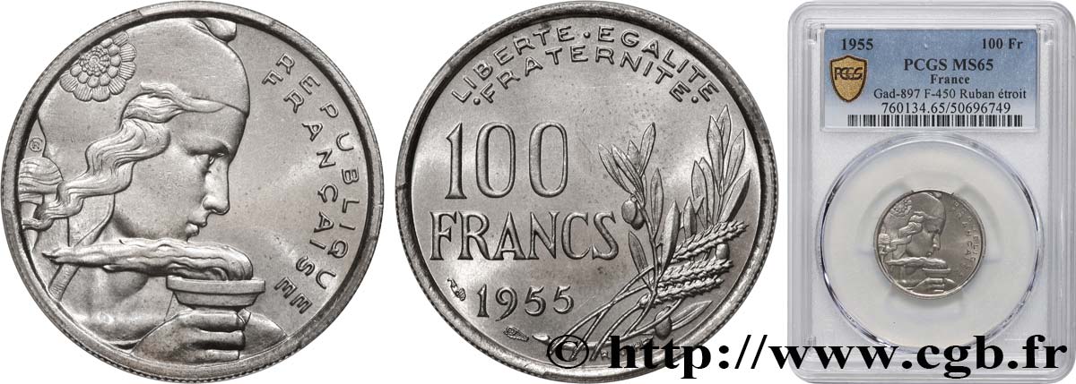 100 francs Cochet 1955  F.450/4 FDC65 PCGS