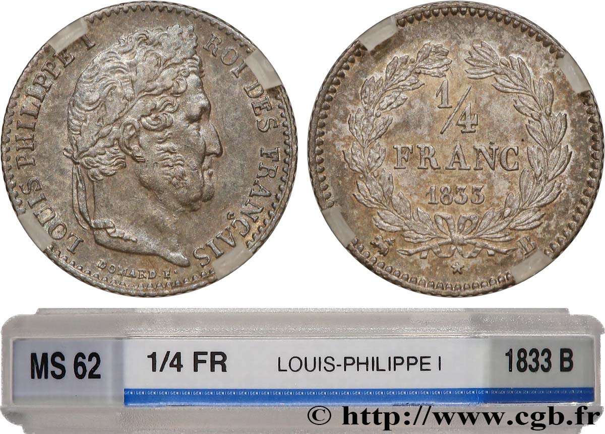 1/4 franc Louis-Philippe 1833 Rouen F.166/31 SUP62 GENI