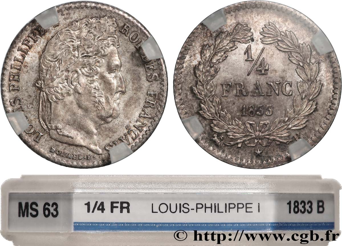 1/4 franc Louis-Philippe 1833 Rouen F.166/31 SPL63 GENI