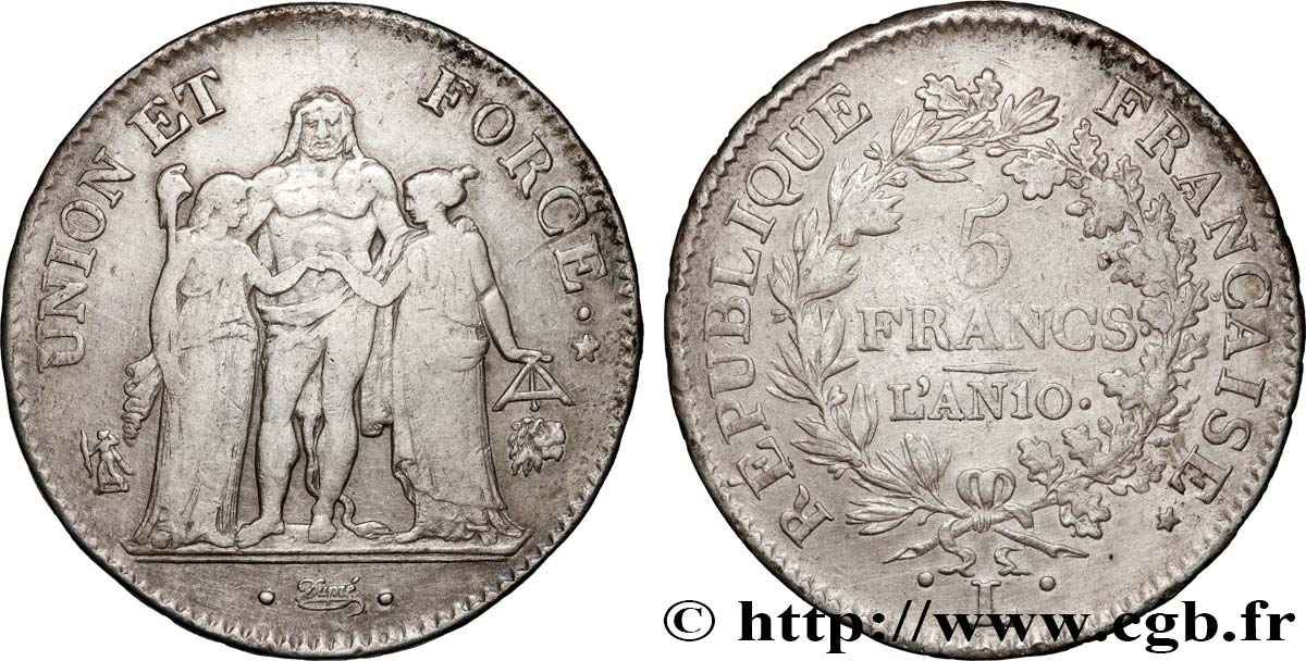 5 francs Union et Force, Union serré, seulement glands intérieurs 1802 Bayonne F.288/181 VF 