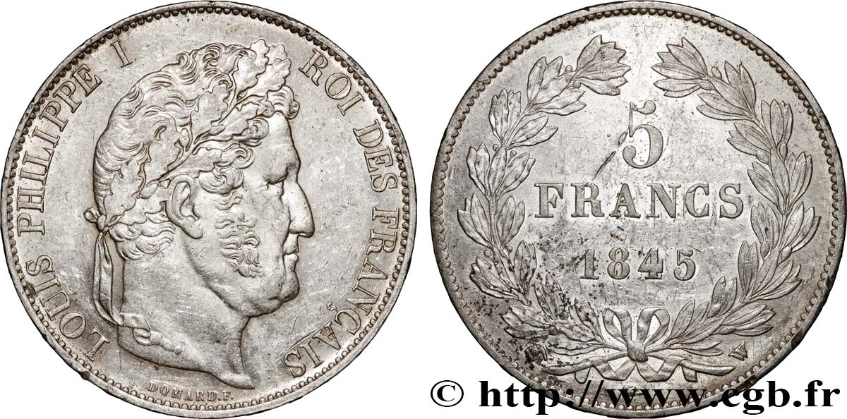 5 francs IIIe type Domard 1845 Lille F.325/9 SUP 