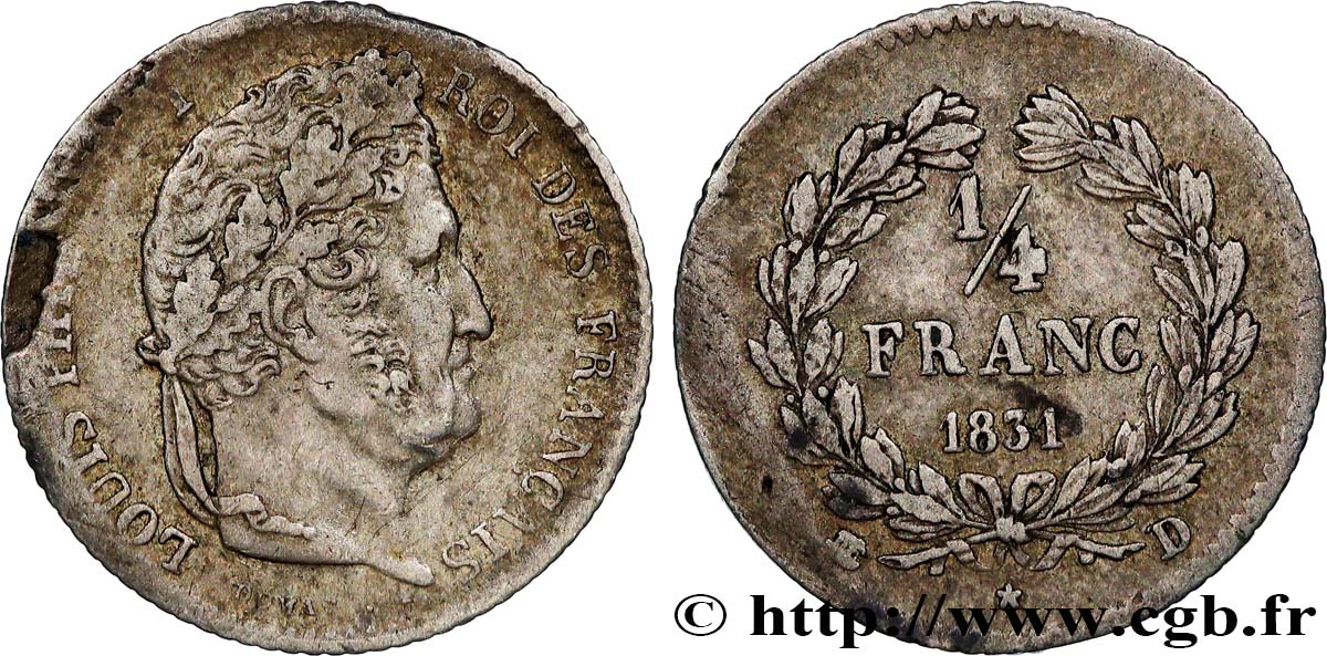 1/4 franc Louis-Philippe 1831 Lyon F.166/4 VF 