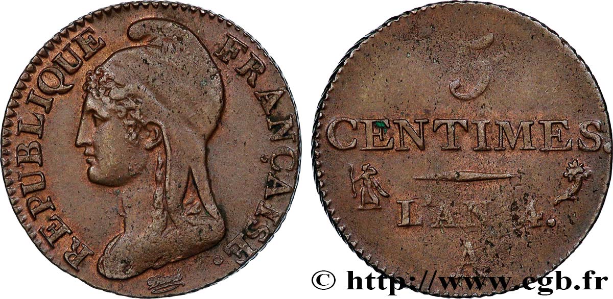 5 centimes Dupré, petit module 1796 Paris F.113/1 TTB+ 