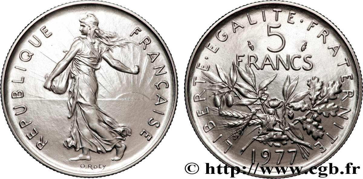 5 francs Semeuse, nickel 1977 Pessac F.341/9 FDC 