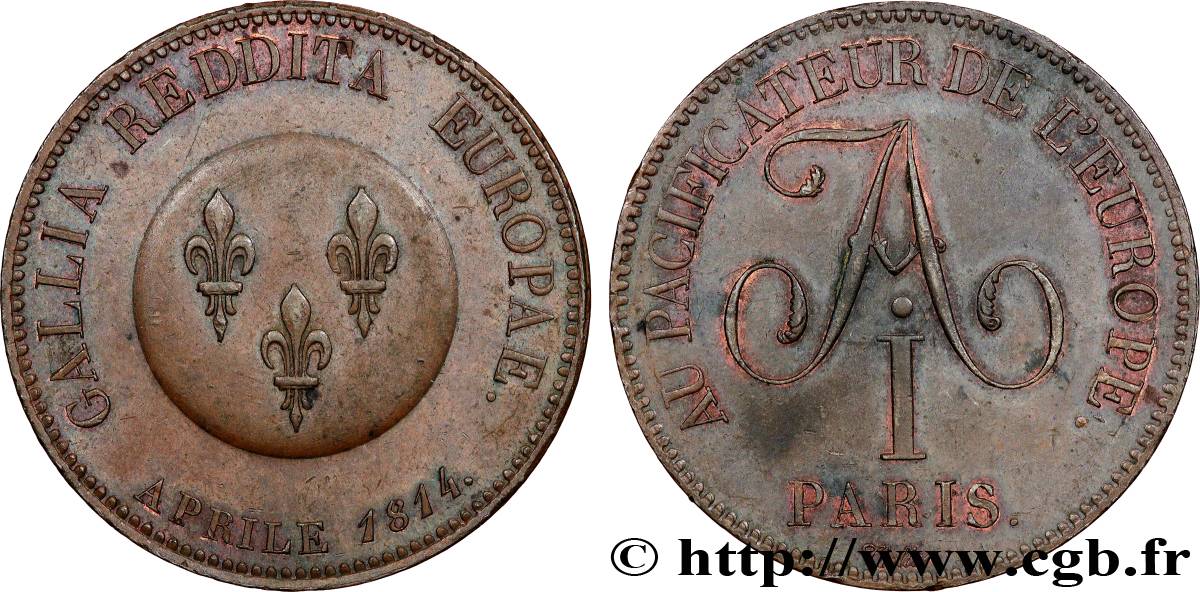 Au Pacificateur de l’Europe, module de 5 francs pour Alexandre Ier de Russie 1814 Paris VG.2347  SUP 