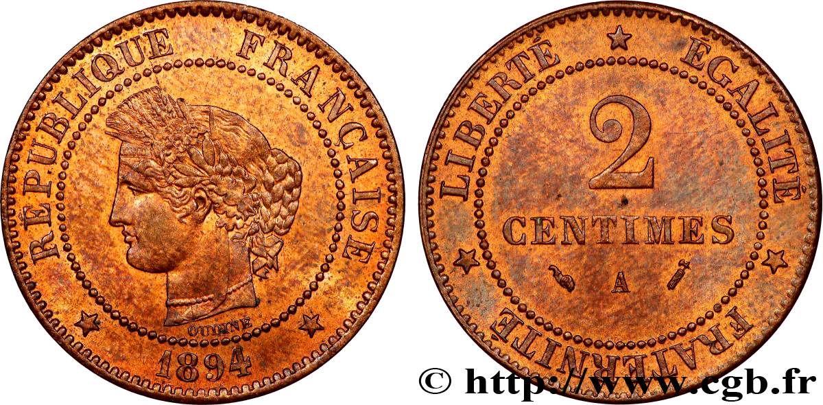 2 centimes Cérès 1894 Paris F.109/20 fST 