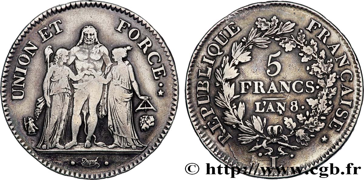 5 francs Union et Force, Union serré, avec glands intérieurs et gland extérieur 1800 Bayonne F.288/145 fSS 