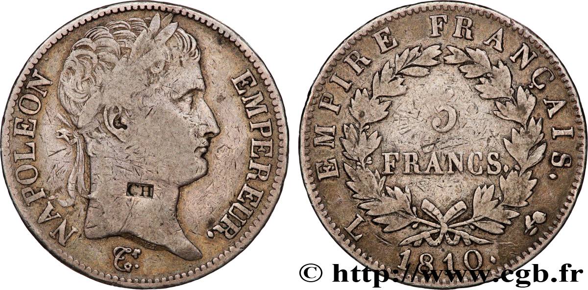 5 francs Napoléon Empereur, Empire français 1810 Bayonne F.307/21 MB 