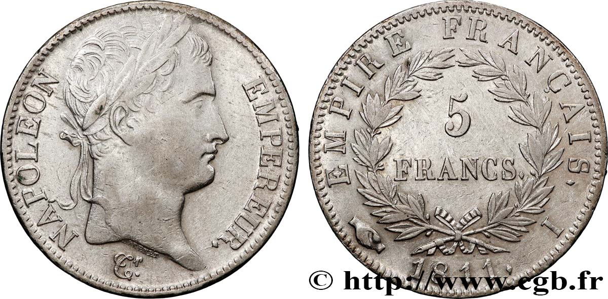 5 francs Napoléon Empereur, Empire français 1811 Limoges F.307/32 TTB+ 