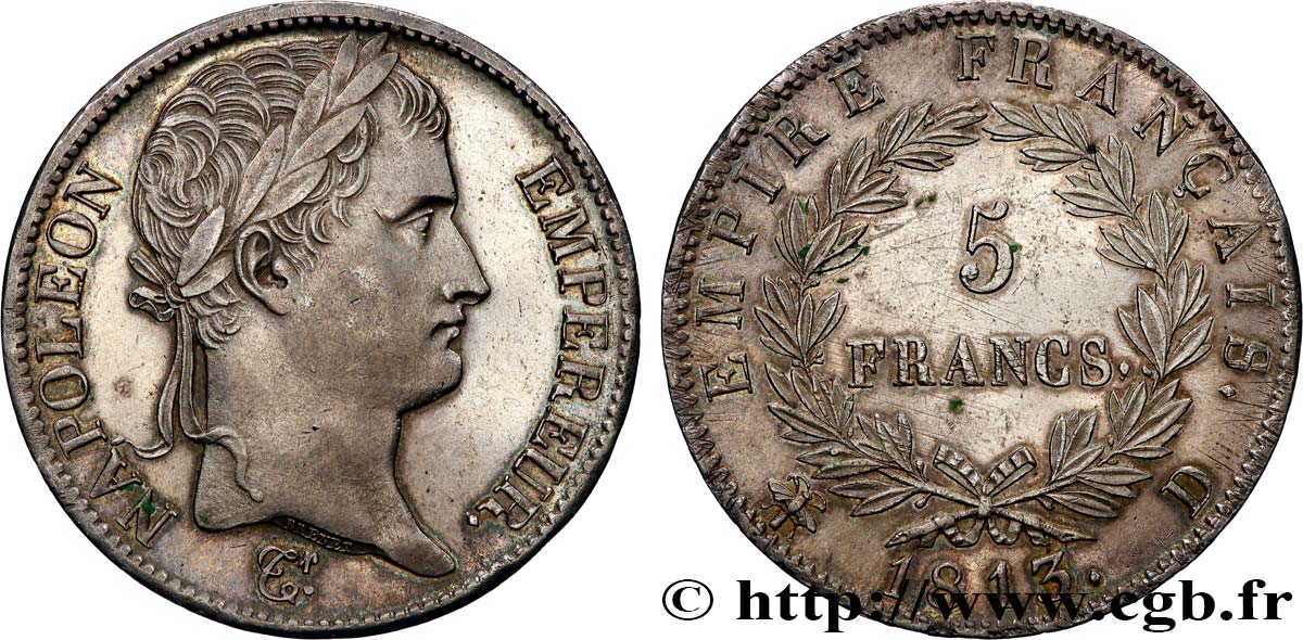 5 francs Napoléon Empereur, Empire français 1813 Lyon F.307/62 SUP 