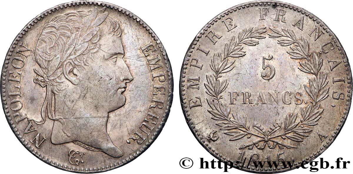 5 francs Napoléon Empereur, Cent-Jours 1815 Paris F.307A/1 EBC55 