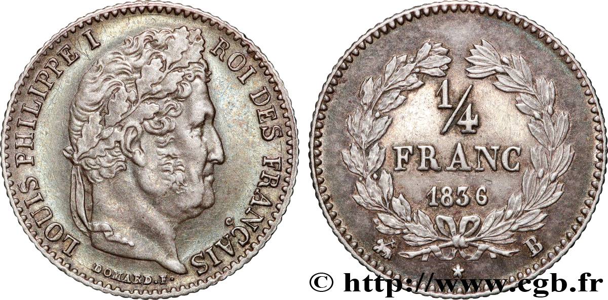 1/4 franc Louis-Philippe 1836 Rouen F.166/60 TTB+ 
