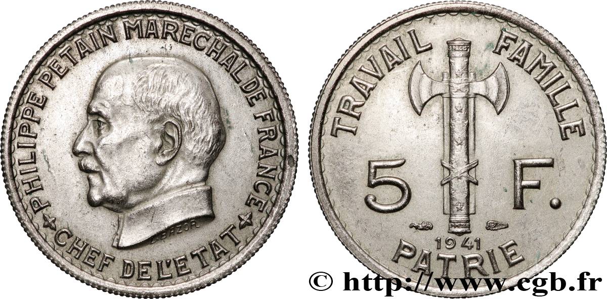 5 francs Pétain  1941  F.338/2 TTB+ 