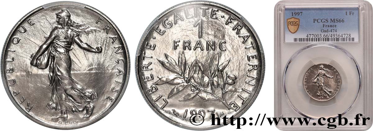 1 franc Semeuse, nickel, BU (Brillant Universel) 1997 Pessac F.226/45 FDC66 PCGS