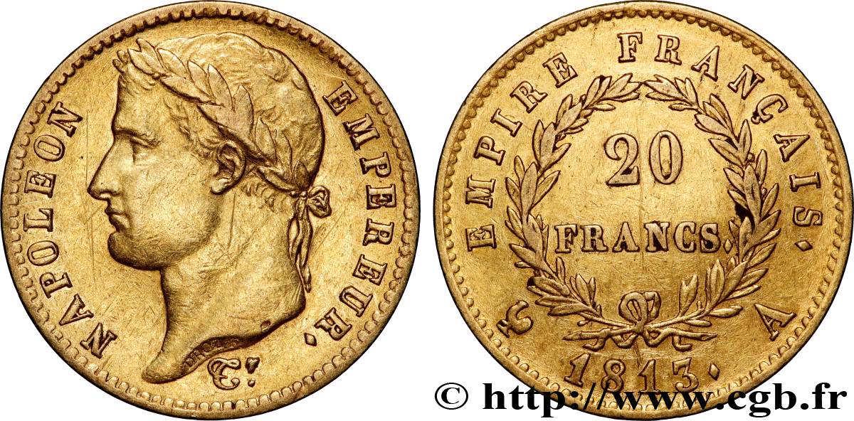 20 francs or Napoléon, tête laurée, Empire français 1813 Paris F.516/30 TTB 