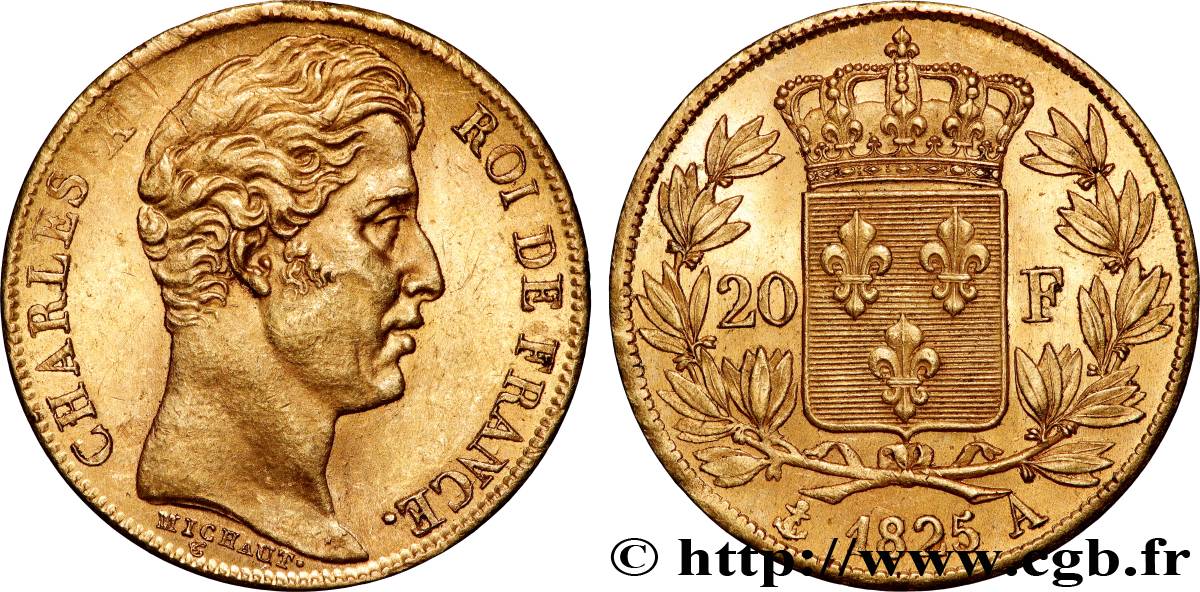 20 francs or Charles X 1825 Paris F.520/1 SUP58 