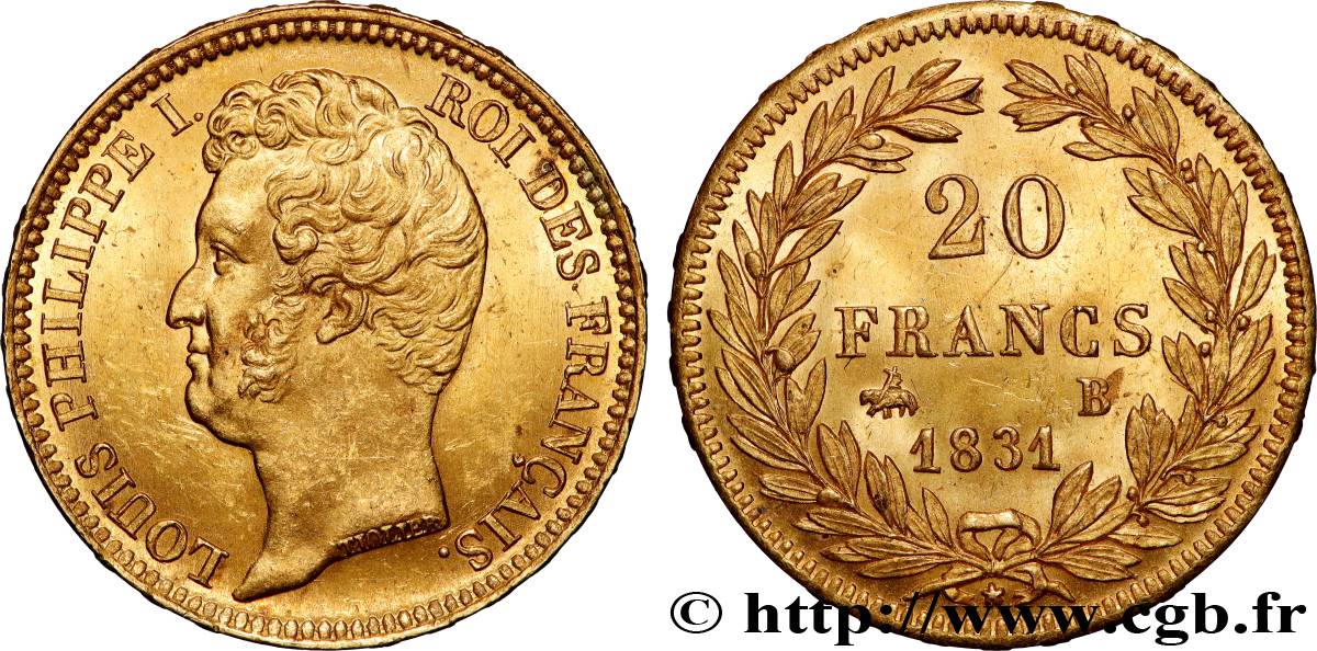 20 francs or Louis-Philippe, Tiolier, tranche inscrite en relief 1831 Rouen F.525/3 VZ+ 