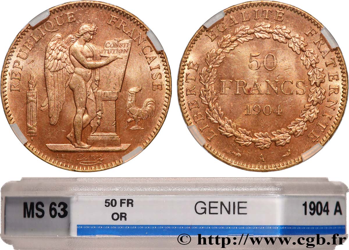 50 francs or Génie 1904 Paris F.549/6 SPL63 GENI