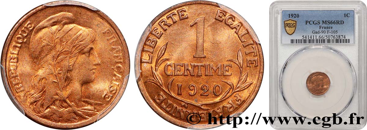1 centime Daniel-Dupuis 1920  F.105/19 FDC66 PCGS