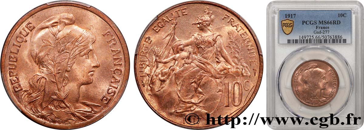 10 centimes Daniel-Dupuis 1917  F.136/28 MS66 PCGS