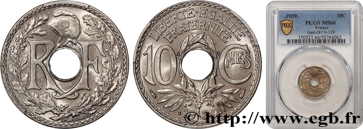 10 centimes Lindauer, maillechort 1939  F.139/3 MS66 PCGS