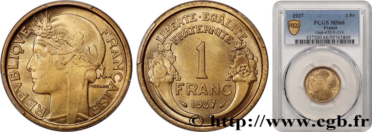 1 franc Morlon 1937 Paris F.219/8 FDC66 PCGS