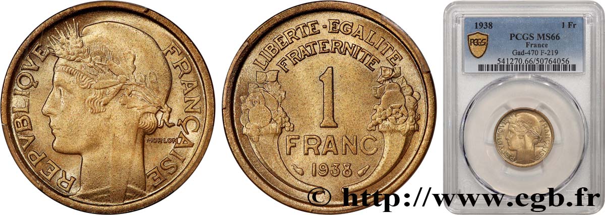 1 franc Morlon 1938 Paris F.219/9 FDC66 PCGS