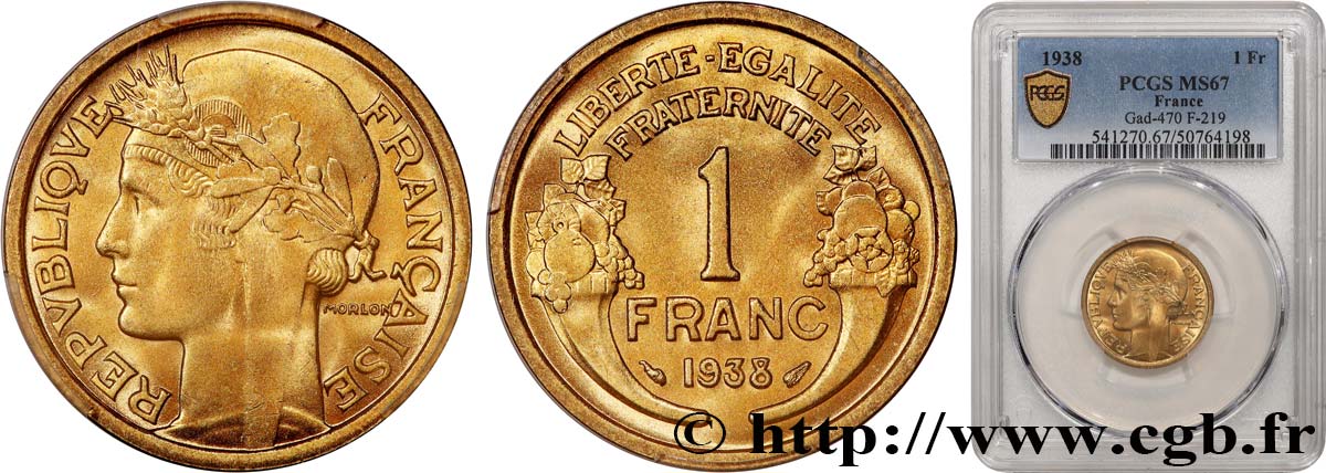 1 franc Morlon 1938 Paris F.219/9 FDC67 PCGS