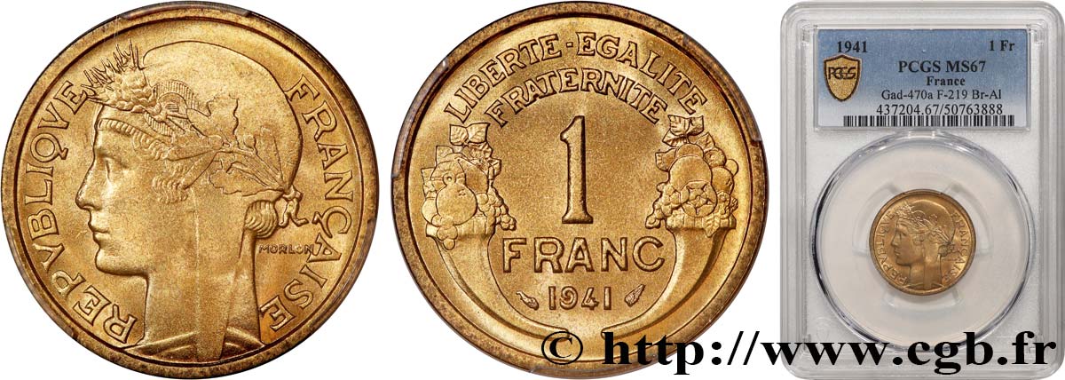 1 franc Morlon 1941 Paris F.219/12 FDC67 PCGS