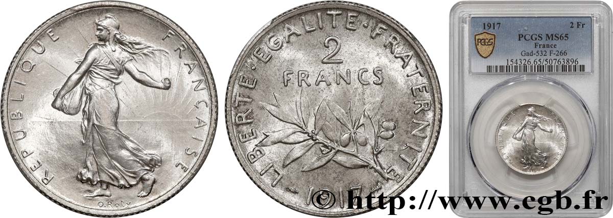 2 francs Semeuse 1917  F.266/19 FDC65 PCGS