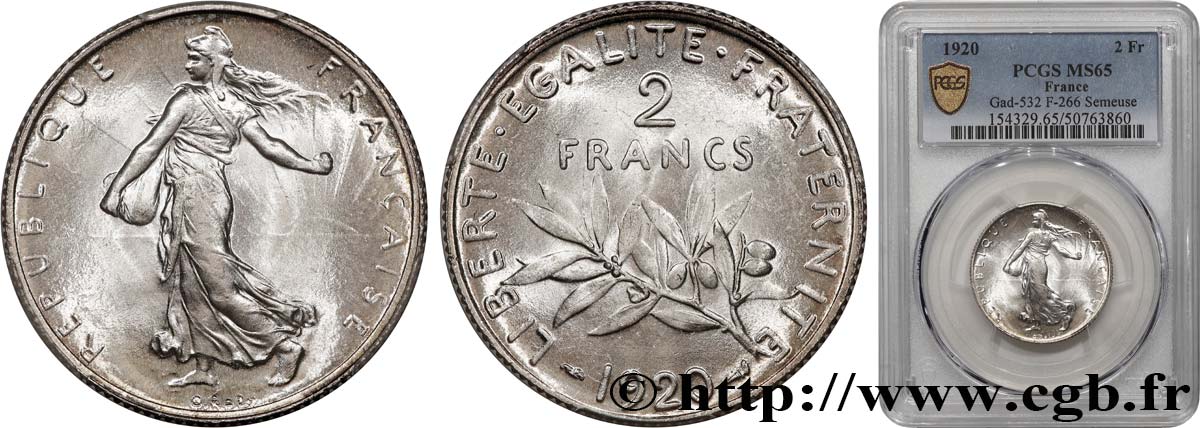 2 francs Semeuse 1920  F.266/22 FDC65 PCGS