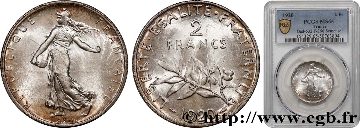 2 francs Semeuse 1920  F.266/22 FDC65 PCGS