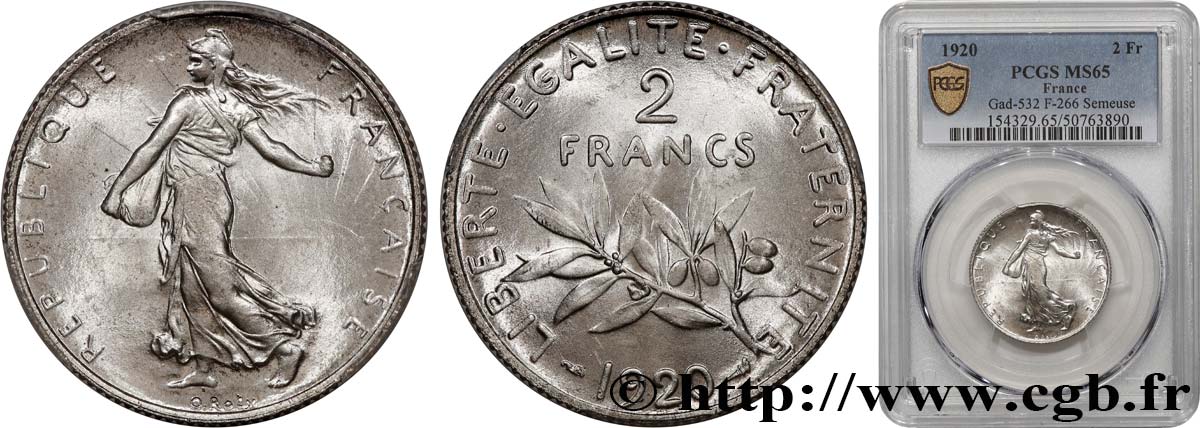 2 francs Semeuse 1920  F.266/22 MS65 PCGS