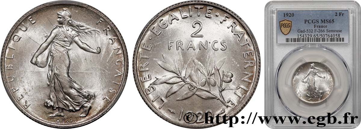 2 francs Semeuse 1920  F.266/22 MS65 PCGS