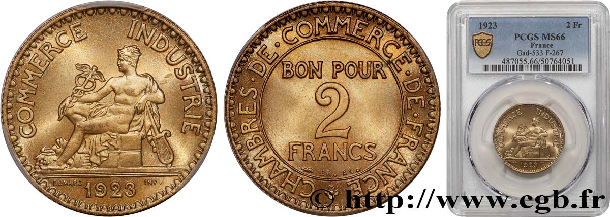 2 francs Chambres de Commerce 1923  F.267/5 FDC66 PCGS