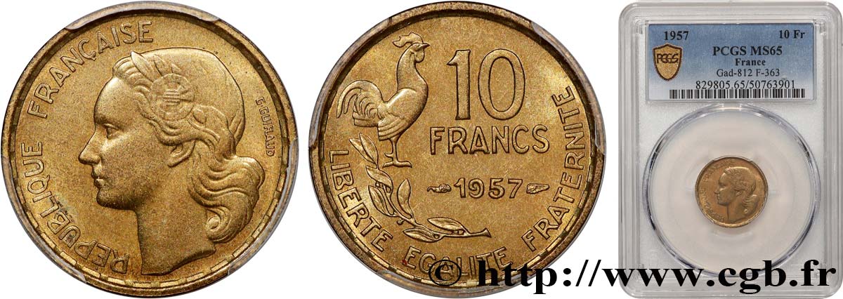 10 francs Guiraud 1957  F.363/13 FDC65 PCGS