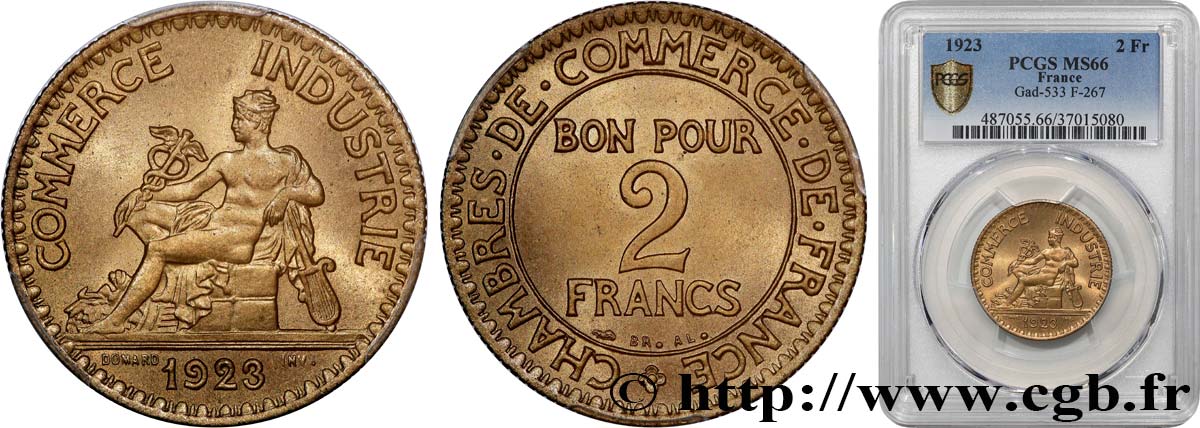 2 francs Chambres de Commerce 1923  F.267/5 FDC66 PCGS